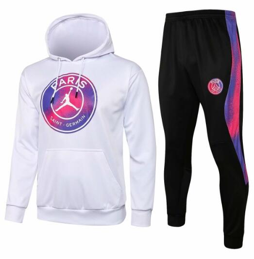 2021/22 PSG x Jordan White Tracksuits Hoodie Sweatshirt with Pants